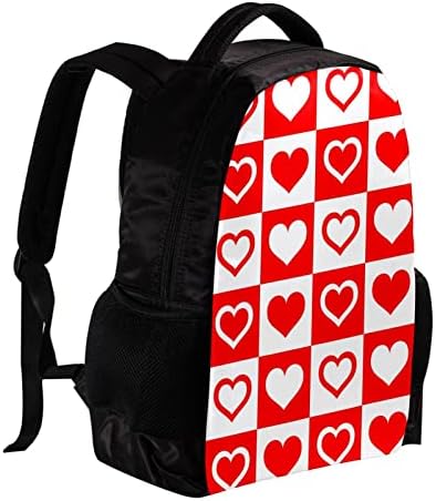 Mochila VBFOFBV para mulheres Backpack Backpack Back de viagens Casual, Valentine Red White Heart Squares