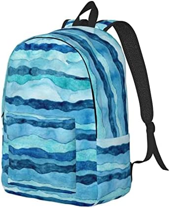 Moliae Blue Wave Stripe Pinrt Backpack de lona para homens Mulheres, mochila laptop, mochila durável, mochila ao ar livre de viagem