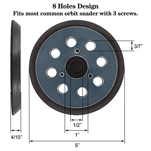 Axpower 5 polegadas 8 Polas de lixadeira de reposição de 8 orifícios 5 Placas de apoio de lixando em loop para Makita