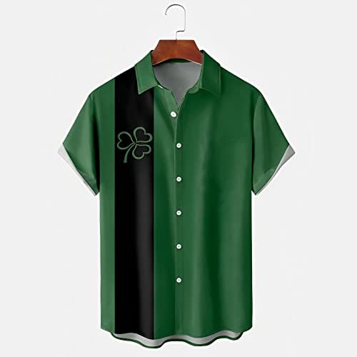 Dsodan St. Patrick's Day masculino Button Down Down Camisetas de manga curta Casual Tops Green Graphic Plus Tamanho Camisa