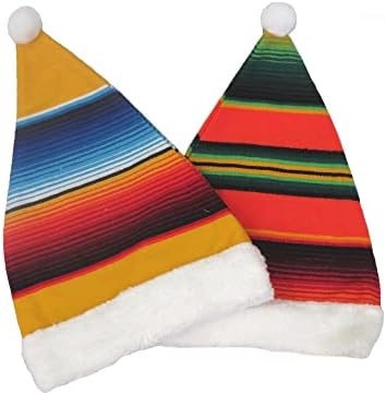 Leos Importa 2 pacote de serepe colorido Serape Sarape Christmas Papai Noel Hat em cores variadas