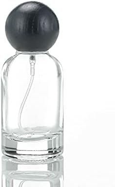 Bybycd 30ml Perfume Spray Viagem Viagem portátil Perfume de vidro Atomizador de madeira Tampa de madeira Clear Bomba de pulverizador preto garrafa recarregável