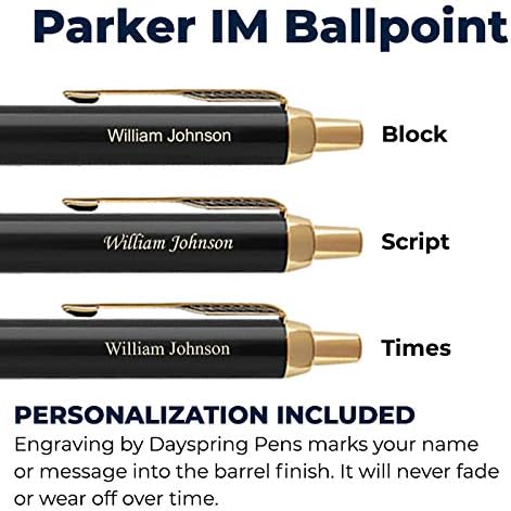Caneta de canetas do Dayspring | Parker gravado/personalizado im preto laca e caneta de presente de esfero de ouro.