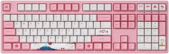 Akko 108-Key 3108 Teclado, Layout Full World Tour Tokyo Wired Pink Gaming Mechanical Keyboard, programável com OEM perfilado PBT Keycaps e Rollover N-key