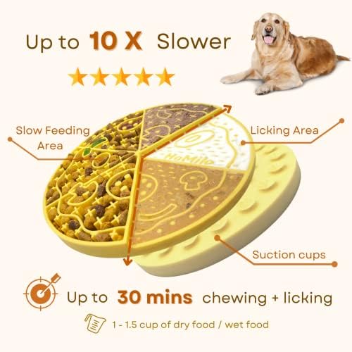 Alimentador lento para cães e gatos, estilo de pizza homilo, tigela de silicone e tapete de lambida, tigela de desaceleração com