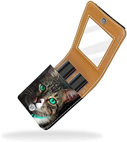Lipstick Case Bolsa Cosmética Organizador Cosmético Viagem Bolsa de Maquiagem Porta de Lipstick Com Mirror for Purse Animal Cat