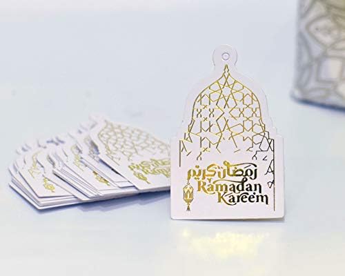 Confetti Gold Foil Ramadã Kareem Conjunto de 25 tags de presente, decoração do Ramadã, estacionário islâmico, marcadores