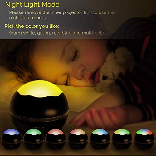 Baby Night Light for Kids with Remote and Timer Black + Star Night Light Projector Black