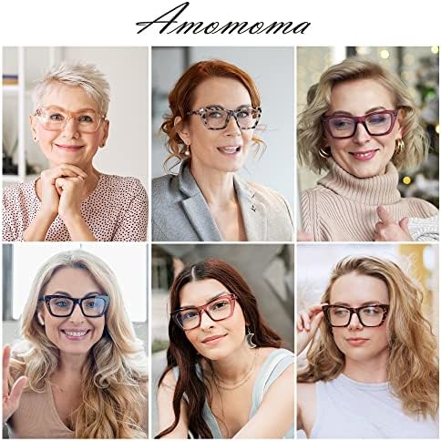 Óculos de leitura de grandes dimensões de amomoma para mulheres, leitor de computador com luz de luz de gato da moda