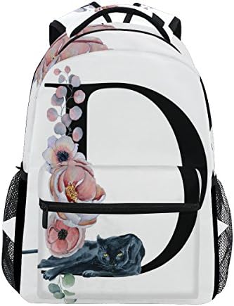 Tropicallife Letter D com mochilas de flores Backpack Backpack Backing Travel Daypack Sacos casuais