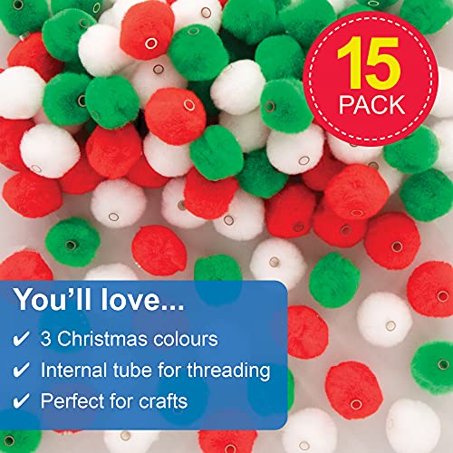 Baker Ross Fe810 Pom Pom Pom Pom Pom - pacote de 100, enfeites artesanais, suprimentos de artesanato para crianças, ótimos para projetos