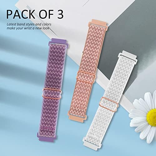 3 Pacote de nylon elástico bandas compatíveis com garmin venu/venu sq, tiras elásticas de loop de 20 mm para Garmin Vivoactive