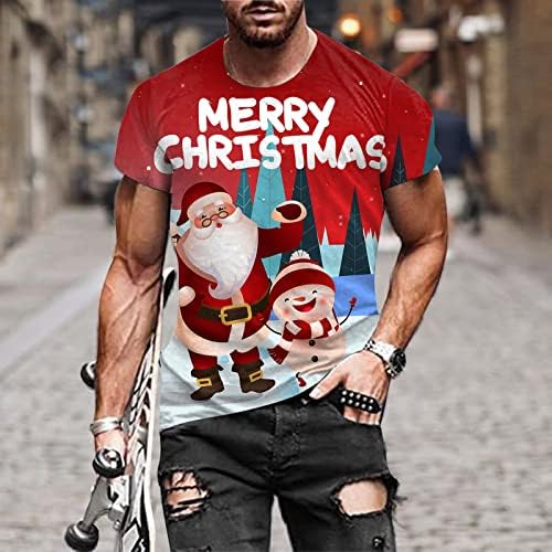 Soldado masculino de Natal de Wocachi Camisetas curtas Músculos Slim Fit Party Designer Tops Xmas Graphic Funny Sports