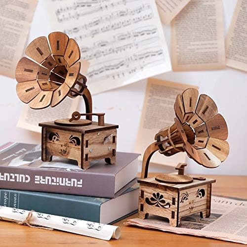 N/A Wood Diy Gramophone Music Box Decor de casa Figuras Girl Annitrime Gifts