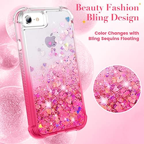 Ruky iPhone 6 6S 7 8 Case, iPhone SE 2022 Caso, Glitter corporal robusto com protetora de tela embutida Protetor Protective