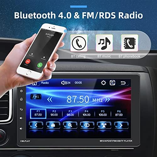 Apple CarPlay Single Din Car Estéreo Podofo 9 polegadas Tela de toque Bluetooth Rádio estéreo de carro Bluetooth suporta FM Mirror Link SWC AUX Entrada, receptores de áudio de carro com câmera de backup +porta USB +TF porta