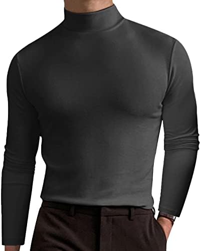Hoodies de lã para homens, outono masculino e camiseta de cor sólida de inverno, giraneck de gola alta da blusa de
