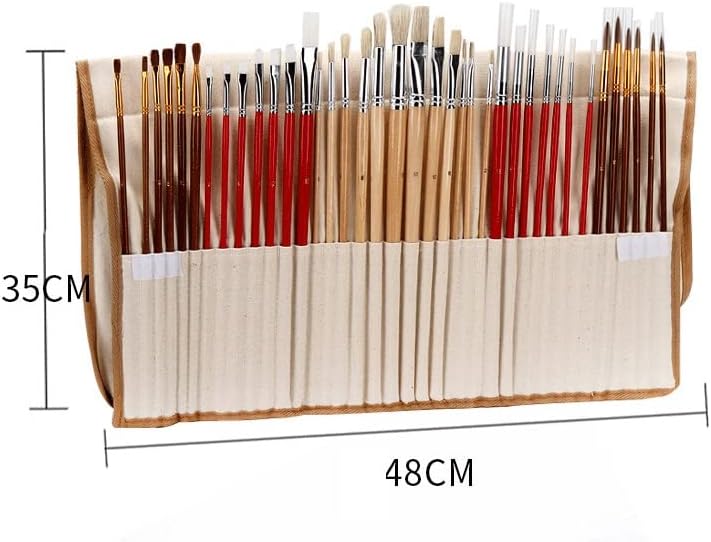 N/A 38 peças de pincel de tela Bolsa de tela longa alça de madeira