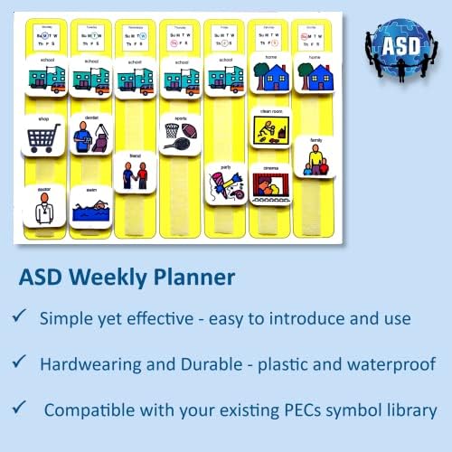 Planejador semanal Gráfico de parede - cartões visuais calendário semanal placa visual compatível com símbolos PECs e software
