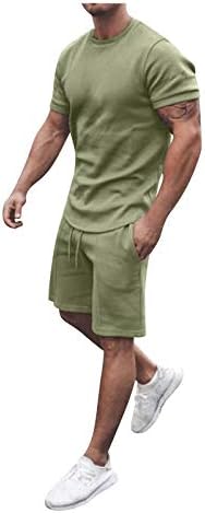 T-shirt de manga curta e shorts de praia masculino Conjunto de roupas esportivas de 2 peças de traje de verão de traje de