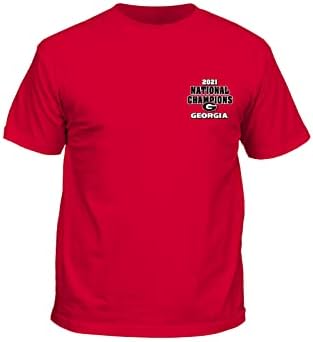 Novo World Graphics Georgia Collegiate UGA 2021 Campeonato Nacional Recapitular T-shirt de manga curta unissex adulta, Red-X-Large