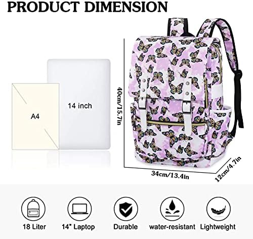 FewofJ Butterfly Laptop Mackpack for Girls Women, College School Bookbags para adolescentes