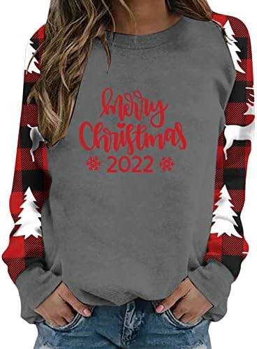 Tops fofos de outono para mulheres Crewneck impressão de natal tshirts solt Fit Soft Work Utility Utilitário Womens Winter Tops