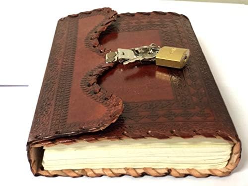Vintage Craft Shop Leather Journal Writing Notebook Planner Daily Bloco de notas Diário Com Lock e Chave Brown Antique para