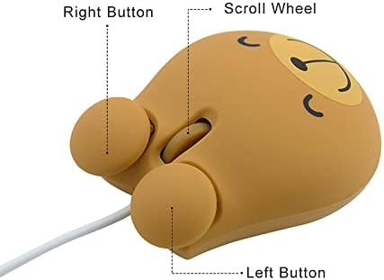 Jieruideng Cute Animal Bear Mouse, mouse de computador com fio USB para laptop para PC, pequenos camundongos ópticos com fio 1600 dpi