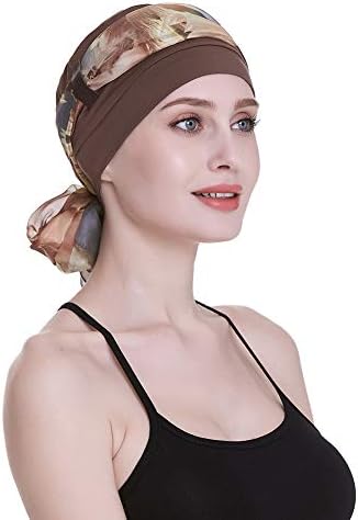 Cap de quimioterapia elegante com lenços de seda para câncer Mulheres para mulheres queda de cabelo Sono Sleep Beanie