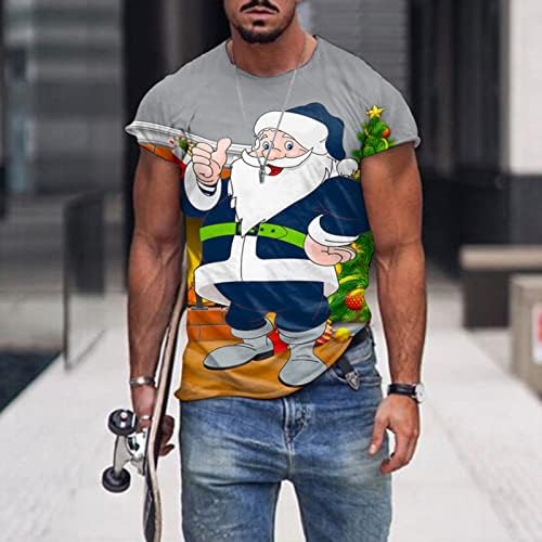 Dsodan Christmas Designer masculino de manga curta camisetas, rua 3D engraçado Xmas Santa Claus Tee Graphic Tee ROVA