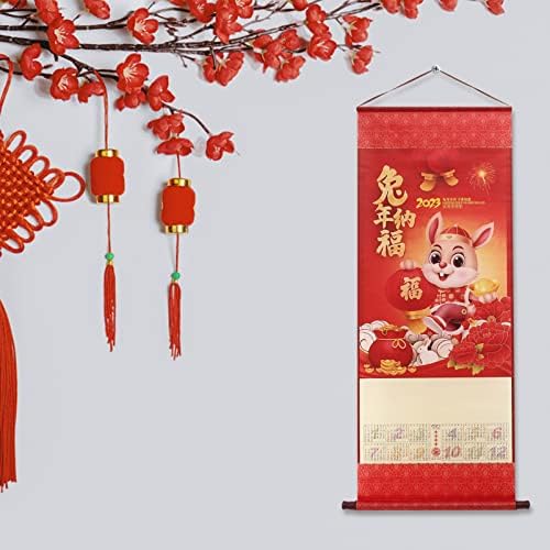 Tofficu Office Decor 2023 Ano do calendário da parede de coelho Chinês calendários de parede tradicional calendário lunar