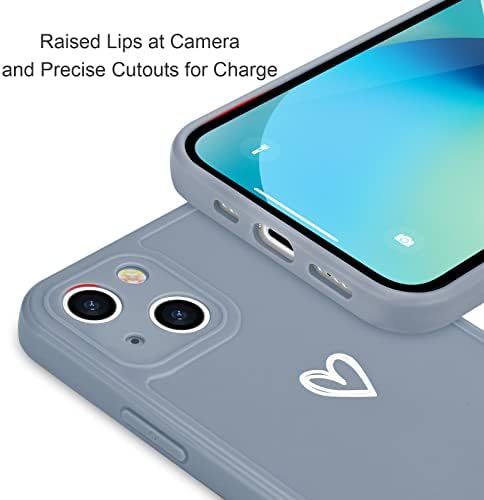 Micoden para iPhone 13 Caso Carte Coração Design para mulheres meninas, Liquid Love Silicone Bumper elevado Proteção completa