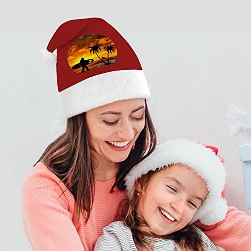 Bigfoot Surf Christmas Hat Hat Papai Noel para adultos unissex Comfort Classic Xmas Cap para Férias de Festa de Natal