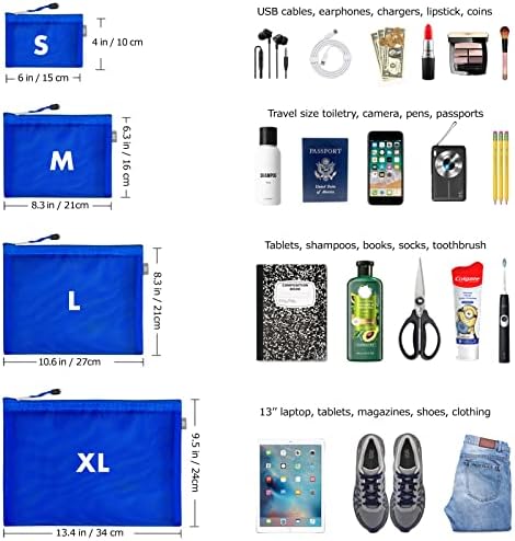 Cruzeiro e viagens Essentials: cordão de cruzeiro de 2pk com bobina de crachá correspondente, bolsas de zíper para organizador de bolsas de 5 malha.