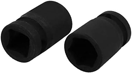 X-Dree 1/2 polegada de acionamento quadrado 16mm 6 pontos CR-MO HEX IMPACT Socket 2pcs (acionamento quadrado de 1/2 polegada 16 mm 6 Puntas Cr-Mo Hex Impact Socket Black 2pcs