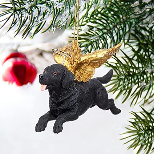 Ornamentos de árvore de Natal - Honra o Pooch Black Labrador Retriever Holiday Angel Dog Ornings