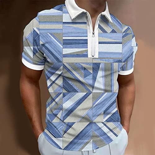 2023 Novo masculino Summer Digital 3D Impressão Fashion Poster Holiday Beach Lapeel Zipper Short Sleeve camiseta camiseta