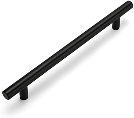 Oyx 5 pacote de 6,25 polegadas Gabinete puxa preto, alças pretas para armários e gavetas aço inoxidável T Barra de cabiente