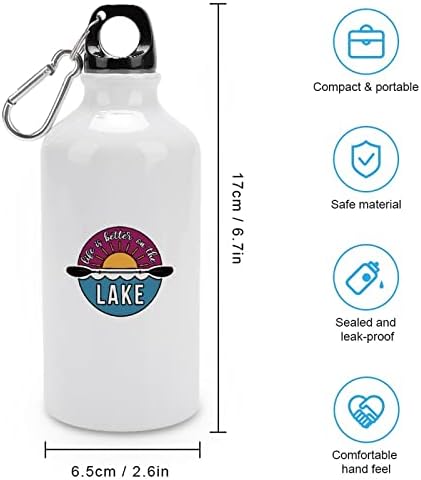 A vida é melhor no Lake Sport Aluminum Bottle Sport Sport Water garrafas com carabiner e twist tampa