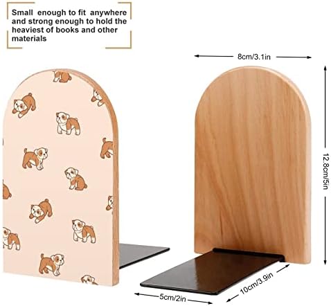 Desenho animado happy bulldog bookends Print Wood Livro de madeira termina para Shelve pack de 1 par