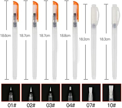 6 PCS pincéis de pintura solúvel em água Conjunto de canetas recarregáveis ​​para suprimentos de arte de desenho