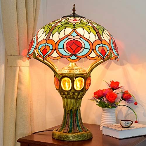 Lâmpada de mesa de mesa antiga Tiffany Tiffany Peach lâmpada de mesa de vidro grande sala de estar, bar de quarto,