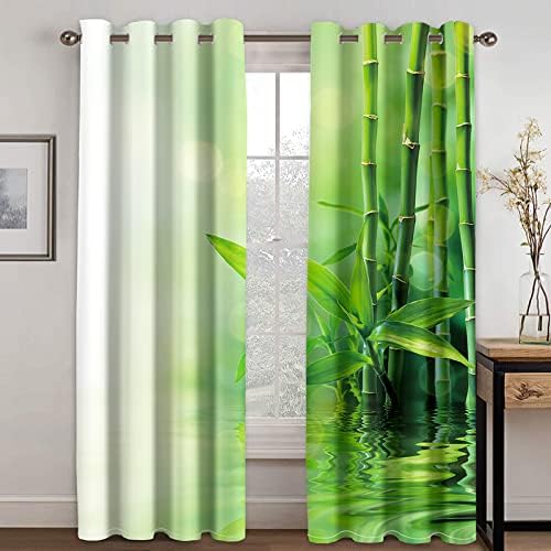 JIAMELUCK Green Bamboo Sala de estar banheiro Blackout Cortinas de cozinha cortinas internas de impressão Crianças Treamento de