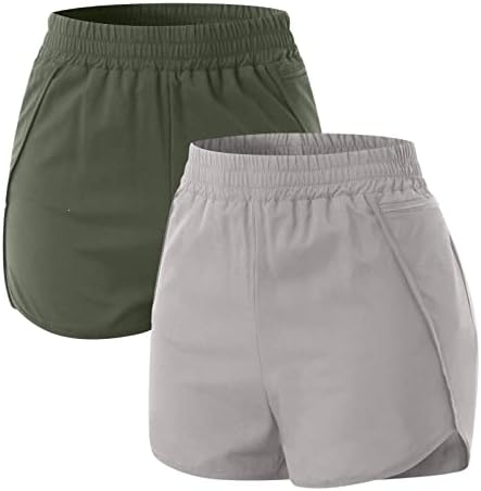 Shorts para mulheres 2 pacote de pacote de verão praia colorida sólida bermudas shorts casuais cintura elástica fitness