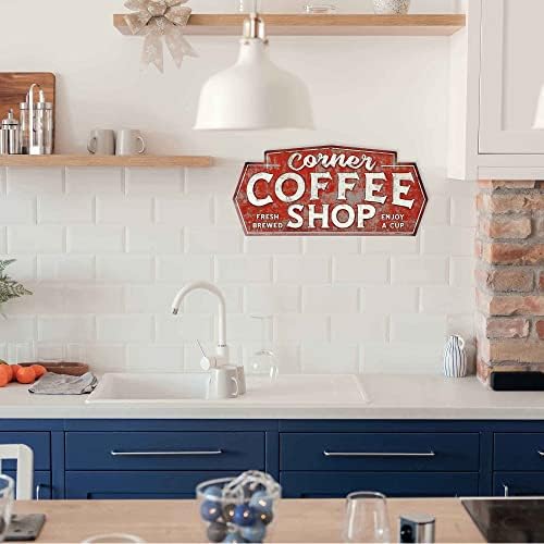 Marcas de estrada aberta cafés de cafeteria de metal - grande decoração de parede de café vintage para sala de jantar, cozinha ou café