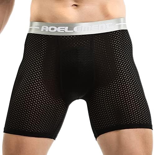 Andongnywell Men's Silky Underwear Sexy Boxer Briefs Briefes de seda de gelo respirável calcinha sem costura
