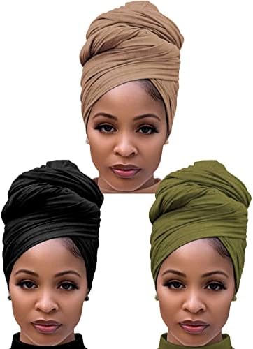 Harewom 3pcs cabeças de cabeça para mulheres negras Headwraps de turbante