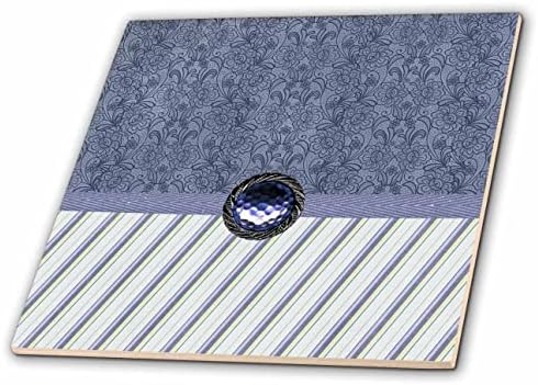 Imagem 3drose de design de faixa de damasco, jóia na fita, azul, verde, branco - telhas