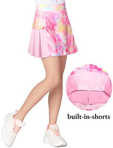 Arshiner Girl's Sport Shairs com shorts Athletic Pleated Skort Performance Colorful Skorts